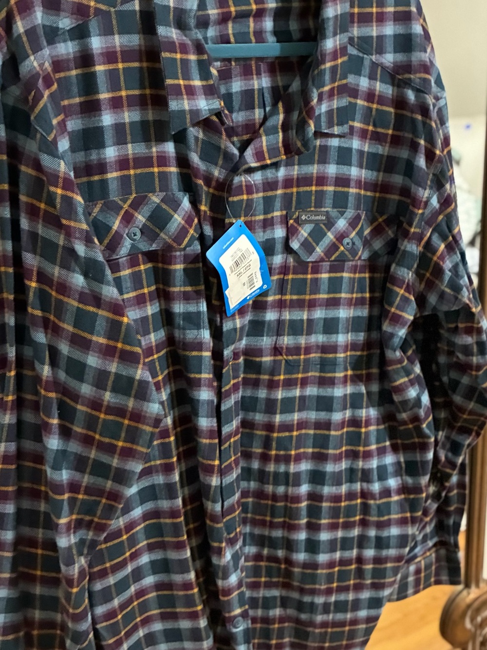 Columbia Plaid Flannel Shirt  - Blue, Gray, Burgundy xxl